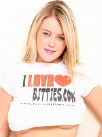 Brook in her I Love Bitties t-shirt